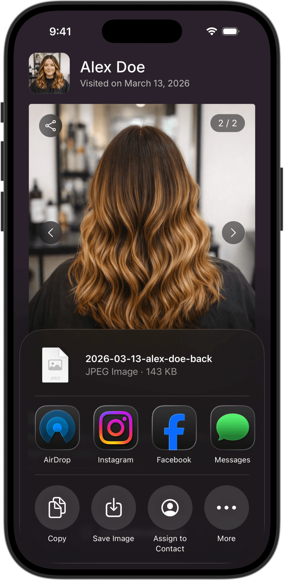 haircontinuity.com photo sharing interface screenshot