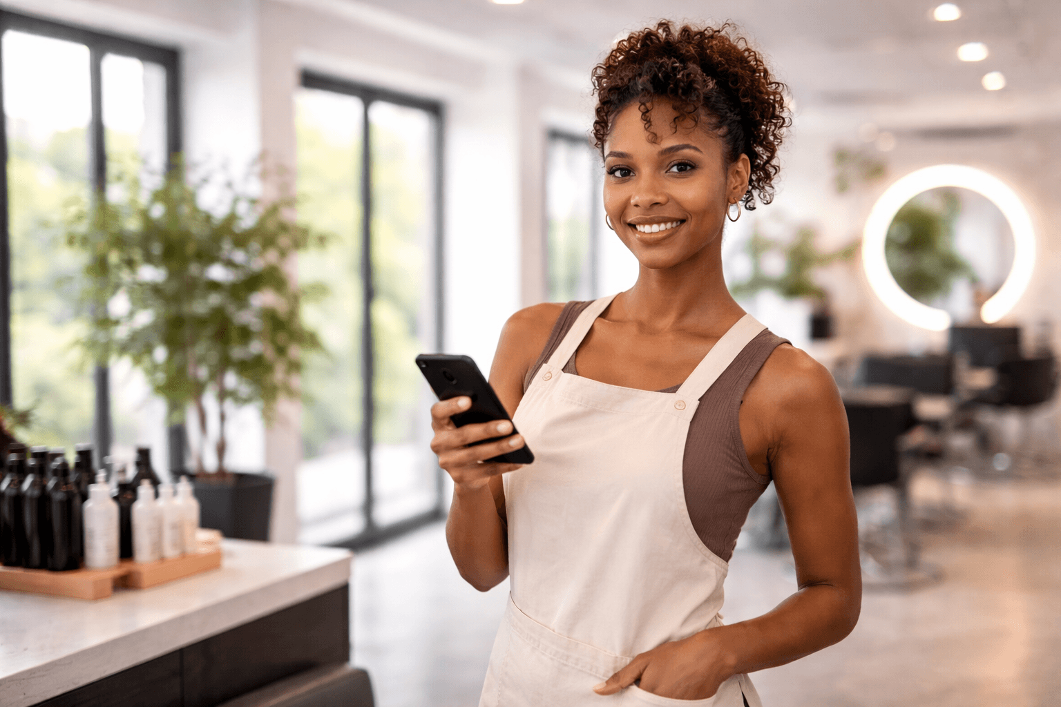 Confident stylist using HairContinuity